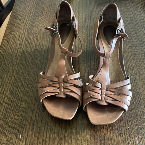 Clarks all leather wedge sandals - Picture 1 of 4